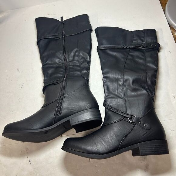 Journee Collection Shoes - Journee Collection Womens 10 M Black Faux Leather Harley Riding Boots NIB ZF7